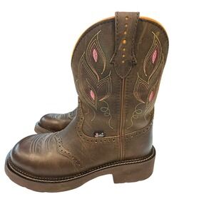 Justin Womens Gypsy Gemma Brown Leather Embroidered Western Cowboy Boots Size 9B